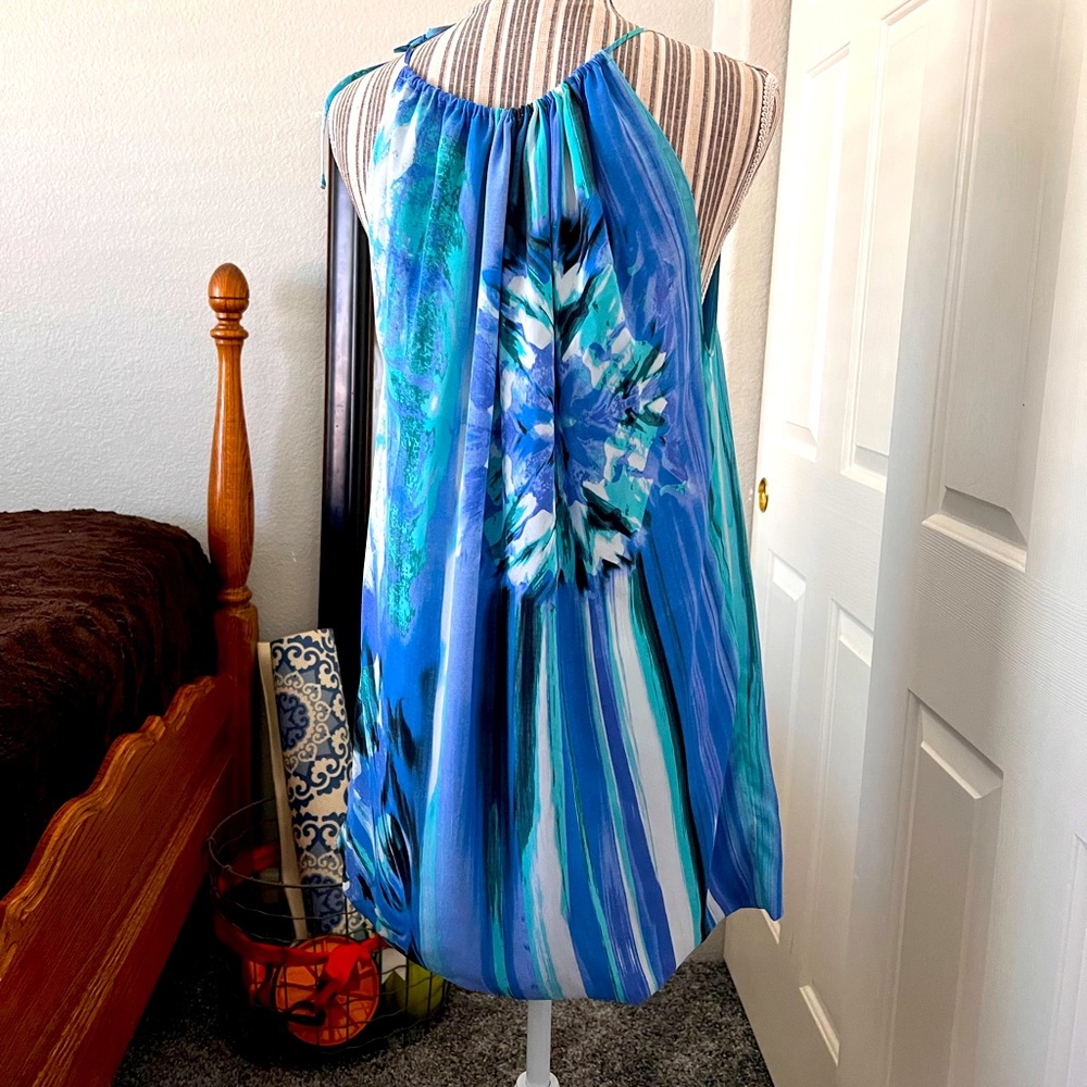 Bcbgmaxazria Blue Abstract Patterned Mini Dress W… - image 7